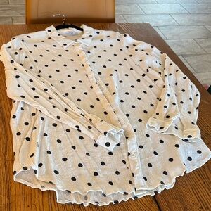 White Birch Black Polka Dot Button-Down Shirt